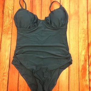 Teal ruched mermaid Zaful one piece bathing suit